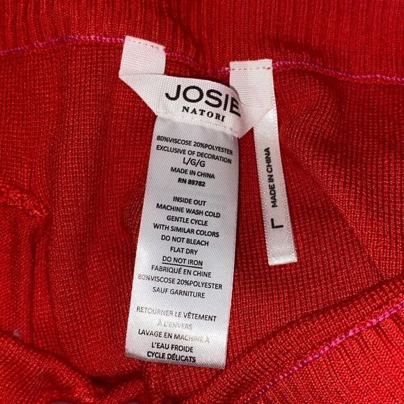 Josie Natori Women's Salsa Retreat Pull-on Drawstring Rib Knit Pants Large NWT - Picture 11 of 11